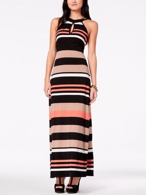 Emerald Sundae Striped Halter Maxi Dress